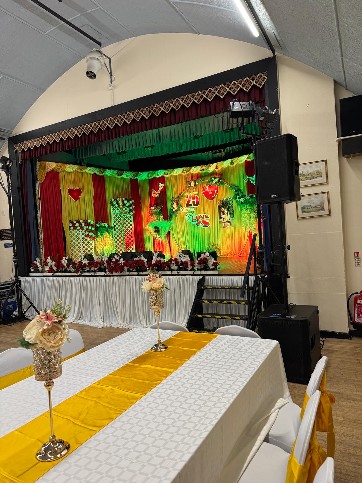 Hall set up for wedding anniversary by Megha Voice Events of southampton